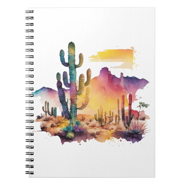 Mexican watercolor desert sunset notebook (Front)