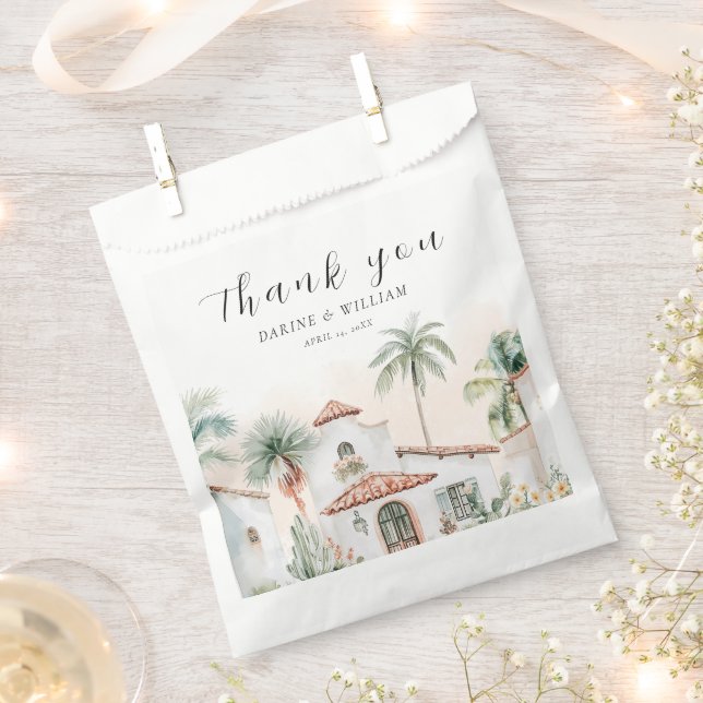 Mexican Watercolor Palm Tree  Thank You Favour Bag (Clipped)