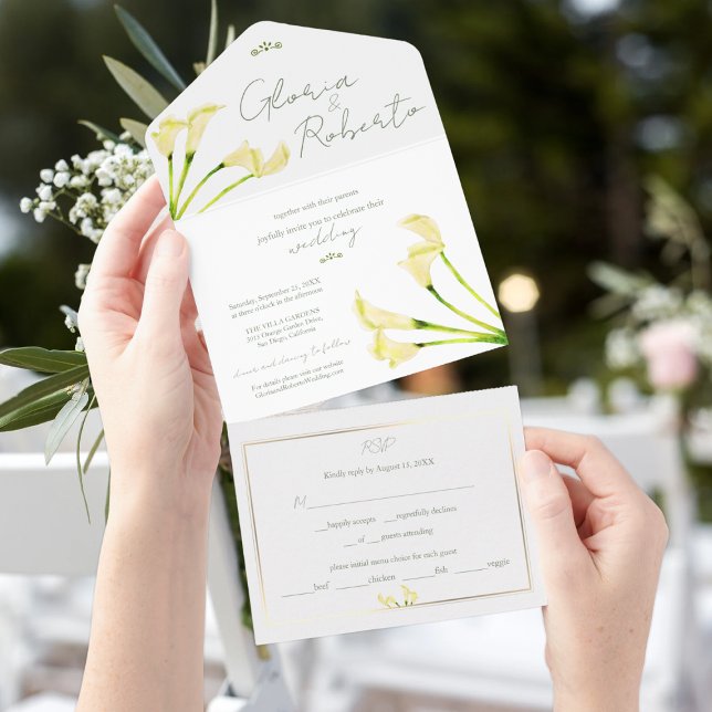 Mexican Wedding Calla Lily Minimalist All In One Invitation (Creator Uploaded)