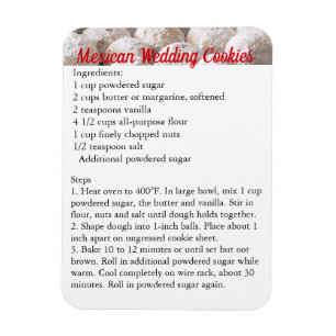 "Mexican Wedding Cookies" Recipe Magnet Fridge
