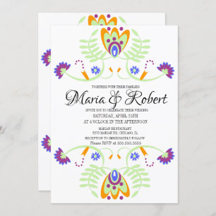 Mexican Wedding Folk Floral Bold Weddings Invitation