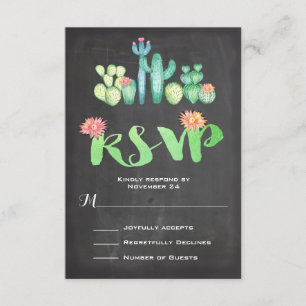 Mexican Wedding Watercolor Cactus RSVP Card