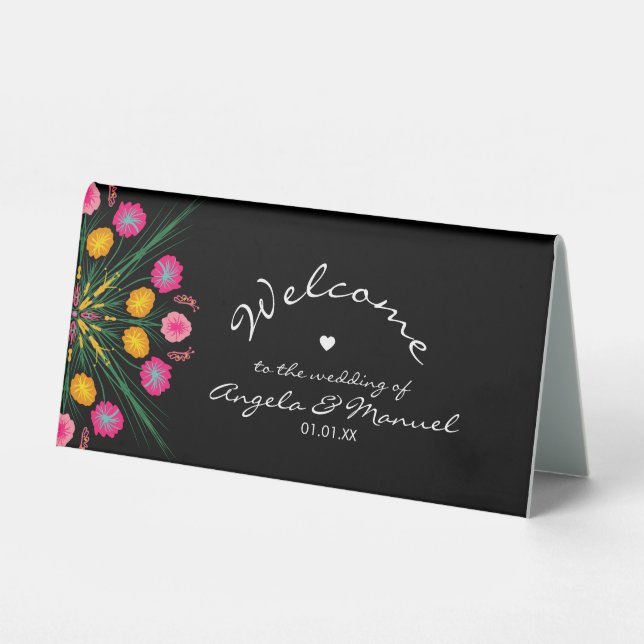 Mexican Wedding Welcome Floral Butterfly  (Front)