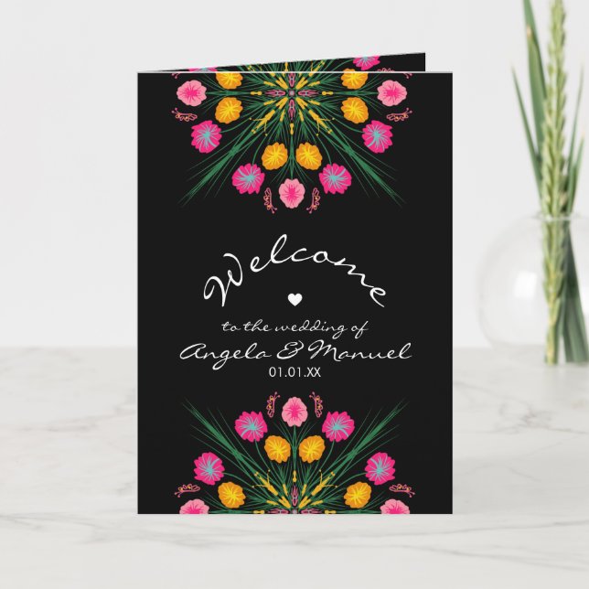 Mexican Wedding Welcome Floral Butterfly    Program (Front)