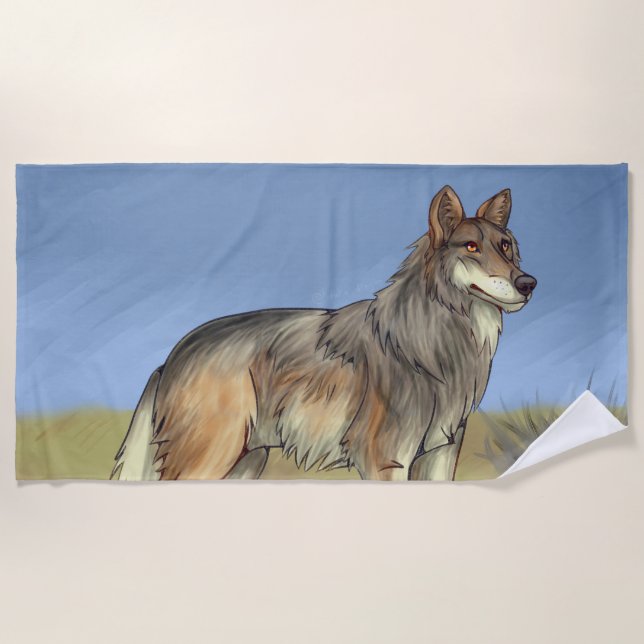 Mexican Wolf Beach Towel (Front)