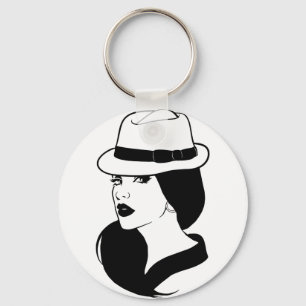 Mexican Woman Chola Latina Girls Face Art Key Ring