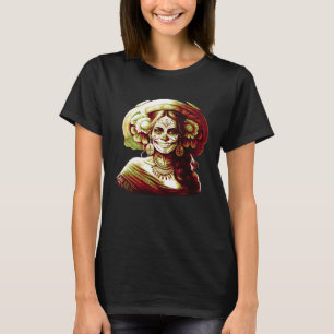 Mexican Woman Cinco de Mayo Poncho Sombrero Mexica T-Shirt