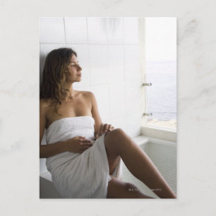 Mexican woman laying in bed postcard