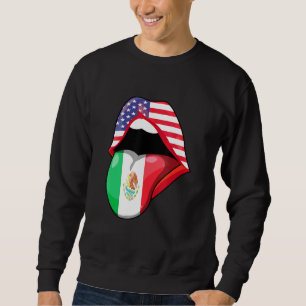 Mexican Women Roots American Grown Lips Flag Usa M Sweatshirt