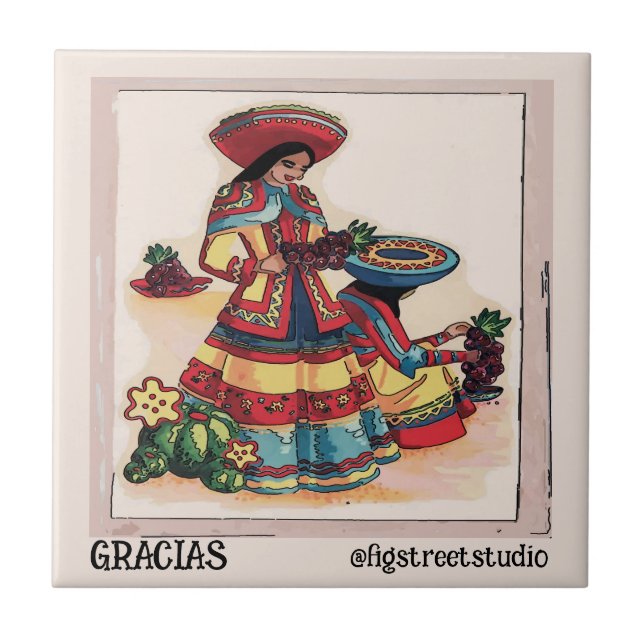 Mexican Women Tile Mural, edit text (Front)