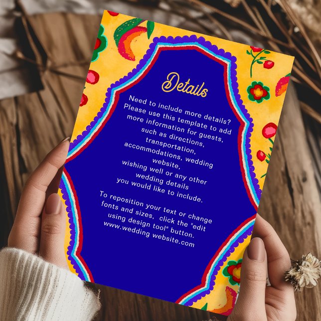 Mexican yellow wedding details  enclosure card (Creator Uploaded)