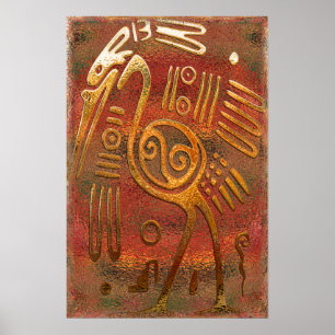 Mexicano Gold Chrome Tribal Art Poster