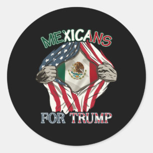 Mexicans For Trump 2024 Usa Mexico Flag Classic Round Sticker