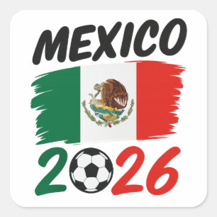 Mexico 2026 Soccer Fan Design with Football Square Sticker