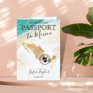 Mexico 50 and Fabulous Birthday Passport Map Invit Invitation