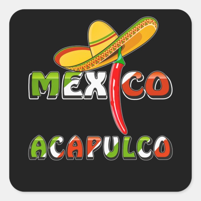 MEXICO ACAPULCO SQUARE STICKER (Front)