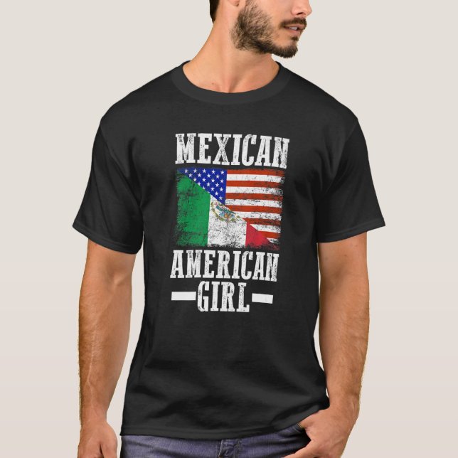 Mexico America Flag Patriotic Mexican American Gir T-Shirt (Front)