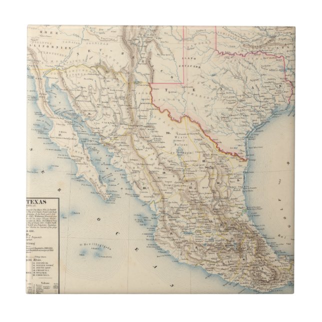 Mexico and Texas Map Ceramic Tile (Front)