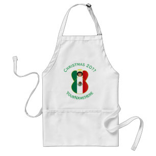 Mexico Angel Christmas Flag Personalise Green Text Standard Apron