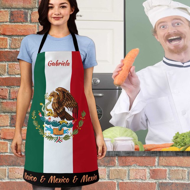Mexico apron, Mexico, Mexican Flag Chefs kitchen Apron (Creator Uploaded)