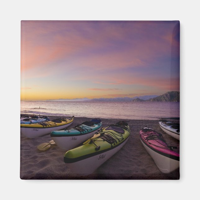 Mexico, Baja, Sea of Cortez. Sea kayaks and Magnet (Front)