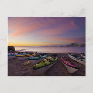 Mexico, Baja, Sea of Cortez. Sea kayaks and Postcard