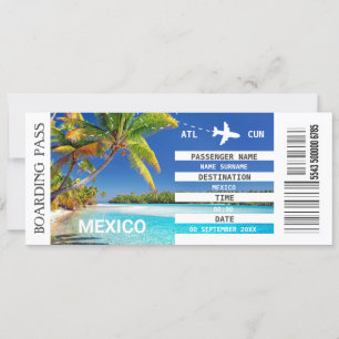  Mexico beach aeroplane boarding pass weekend Invitation