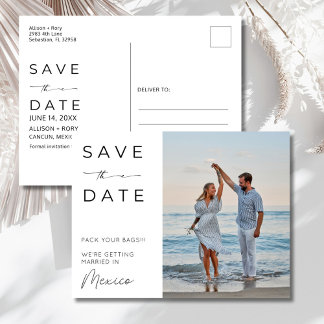 Mexico Beach Destination Wedding Save the Date Postcard