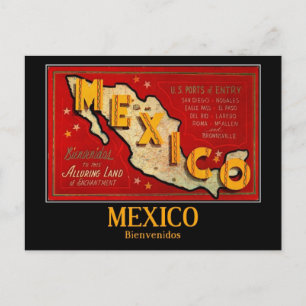 Mexico, Bienvenidos, Vintage Postcard
