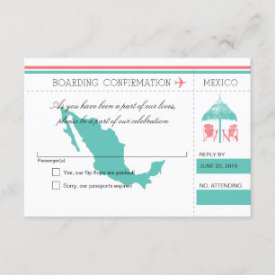 Mexico Boarding Pass Beach Hut RSVP