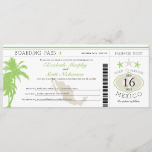 Mexico Boarding Pass Destination Wedding Invitation
