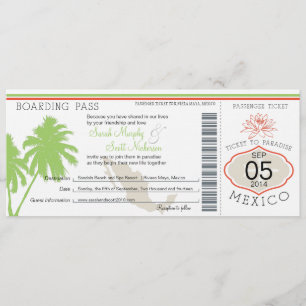 Mexico Boarding Pass Destination Wedding Invitation