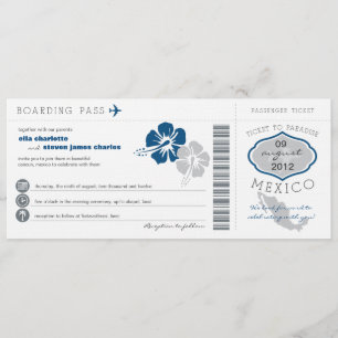 Mexico Boarding Pass Wedding Invitation