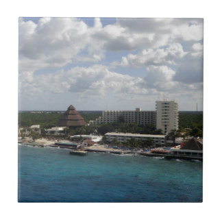Mexico buildings and ocean tile