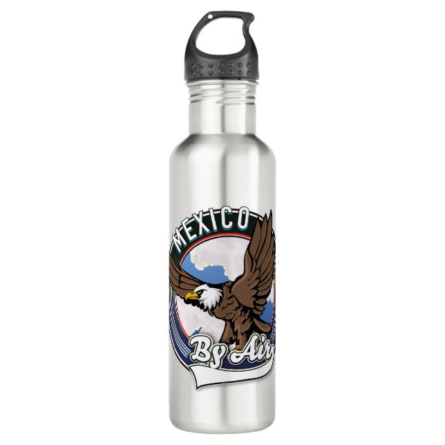 Mexico by air travel patch. 710 ml water bottle (Front)