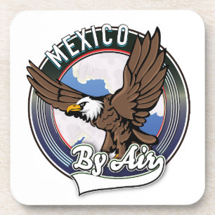 Mexico by air travel patch. coaster