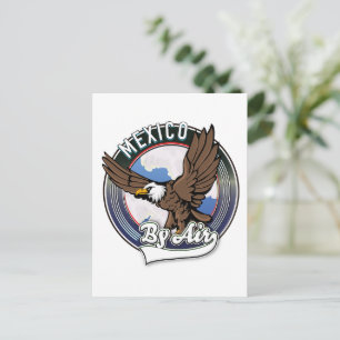 Mexico by air travel patch. holiday postcard