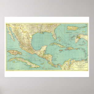 " Mexico/Central America: 1934 Detailed map ... Poster