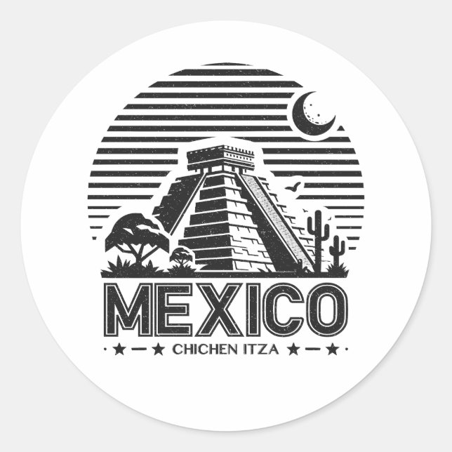 Mexico Chichen Itza Classic Round Sticker (Front)