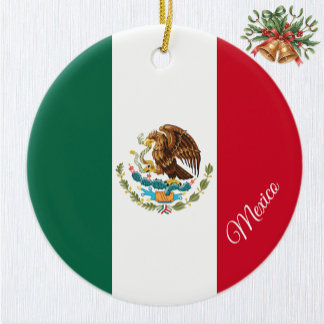 Mexico Christmas Ornament, Mexican Flag Ceramic Ornament
