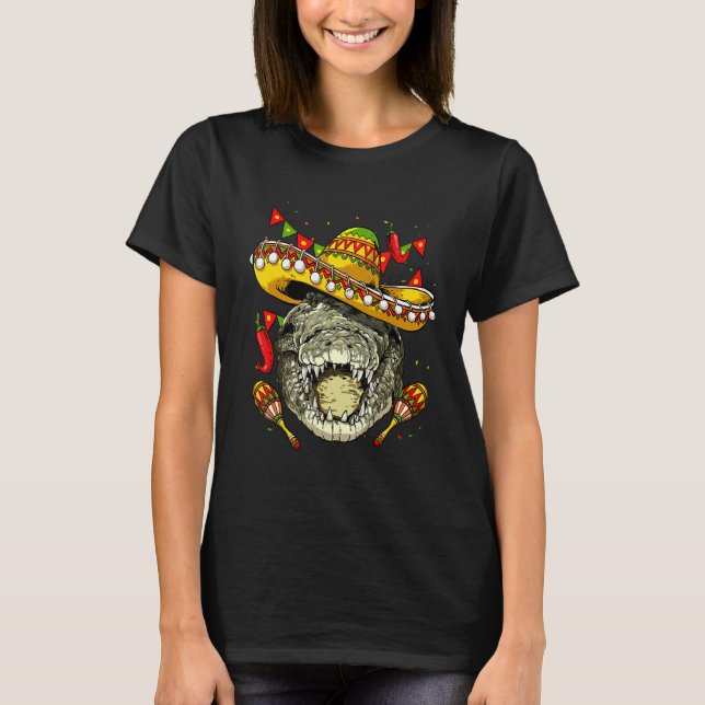 Mexico Cinco de Mayo Crocodile Sombrero Mexican Pa T-Shirt (Front)