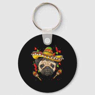 Mexico Cinco De Mayo Pug Dog Lover Pet Pug Mum Mex Key Ring
