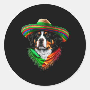 Mexico Cinco De Mayo Sombrero Mexican Bernese Moun Classic Round Sticker