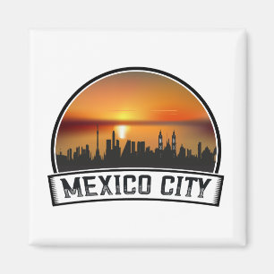Mexico City CDMX Vintage Sunset Cityscape Magnet