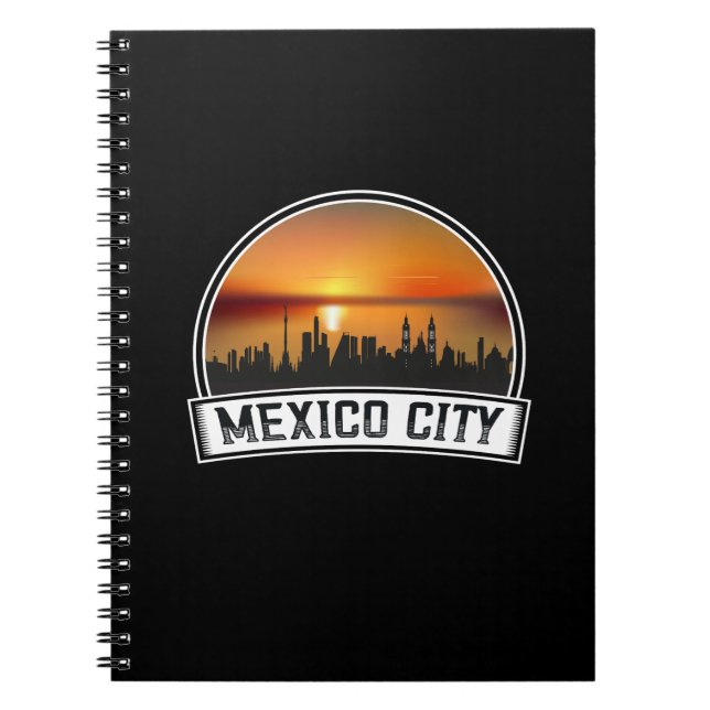 Mexico City CDMX Vintage Sunset Skyline Notebook (Front)