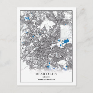 Mexico City Central America Travel Street Map Postcard