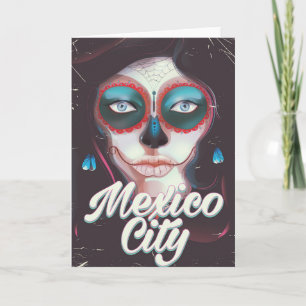 Mexico City Day of the Dead travel poster Card