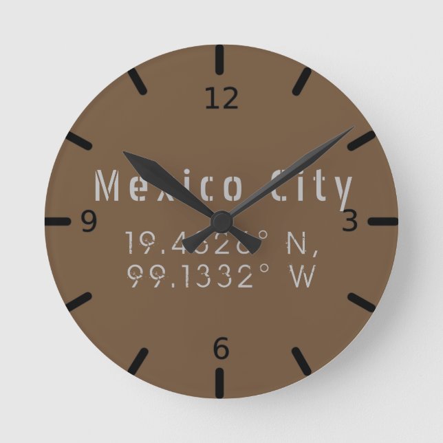 Mexico City latitude and longitude Round Clock (Front)