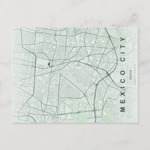 Mexico City Map Minimal Postcard