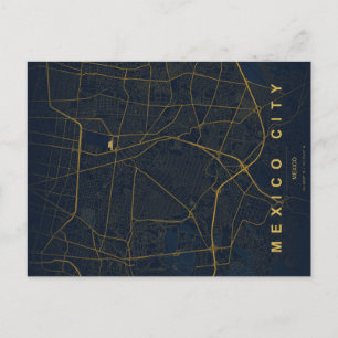 Mexico City Map Minimal Postcard